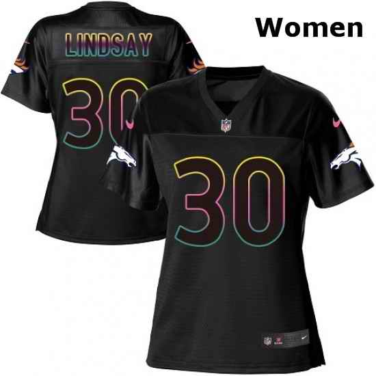 Womens Nike Denver Broncos 30 Phillip Lindsay Game Black Fashion NFL Jersey